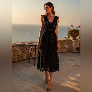 Catherine Deane‎ Black Lace Midi Dress